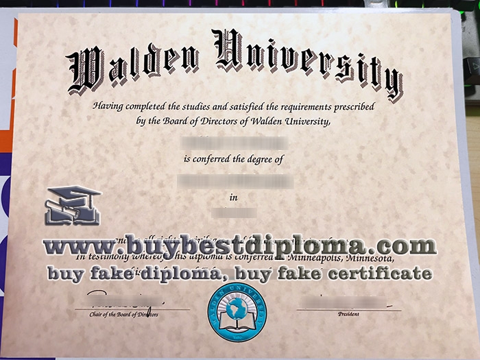 Walden University diploma, Walden University degree certificate,