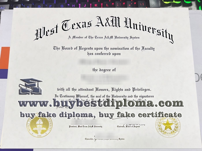West Texas A&M University diploma, West Texas A&M University degree,