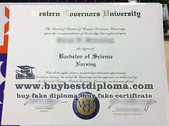 Western Governors University diploma, fake WGU degree certificate, fake nursing diploma,