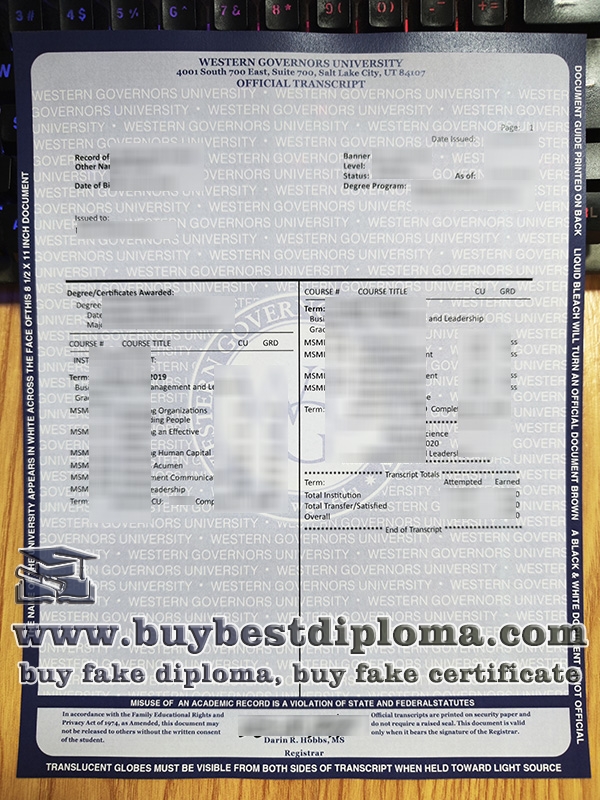 Western Governors University transcript, WGU transcript,