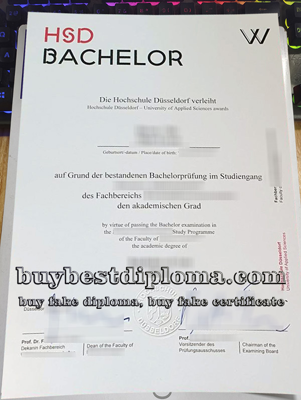 Hochschule Düsseldorf urkunde, Hochschule Düsseldorf diploma,