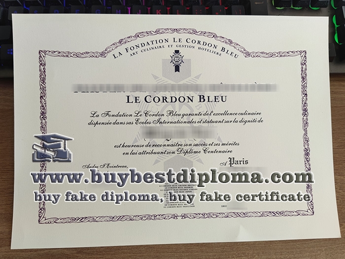 Le Cordon Bleu diplome, Le Cordon Bleu certificate,